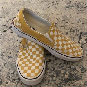 Vans Slip On Checkerboard Shoe - Ochre Yellow
